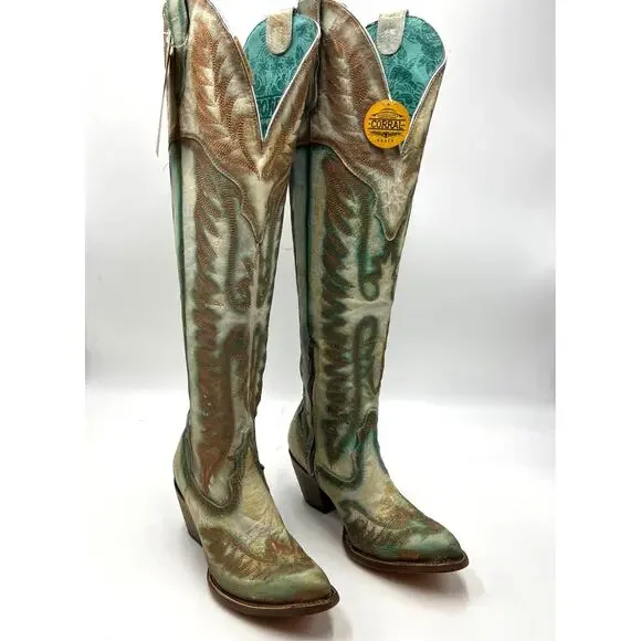 Stylish Turquoise and Brown Ankle Boots - Picture 1 of 10